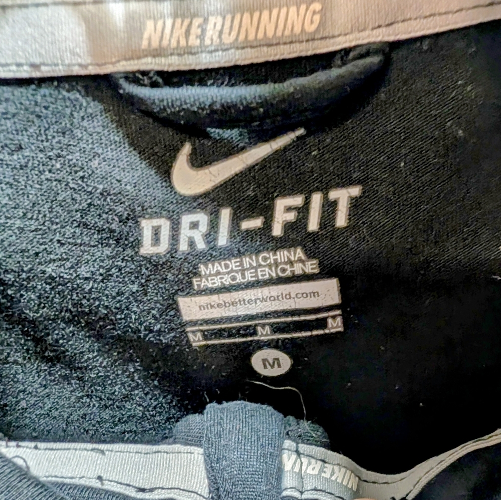 Nike Black Quarter-Zip Hooded 3/4 Sleeve T-shirt Medium - Picture 3 of 6